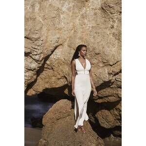NEW KADIMAH sierra braided trim dress in natural
